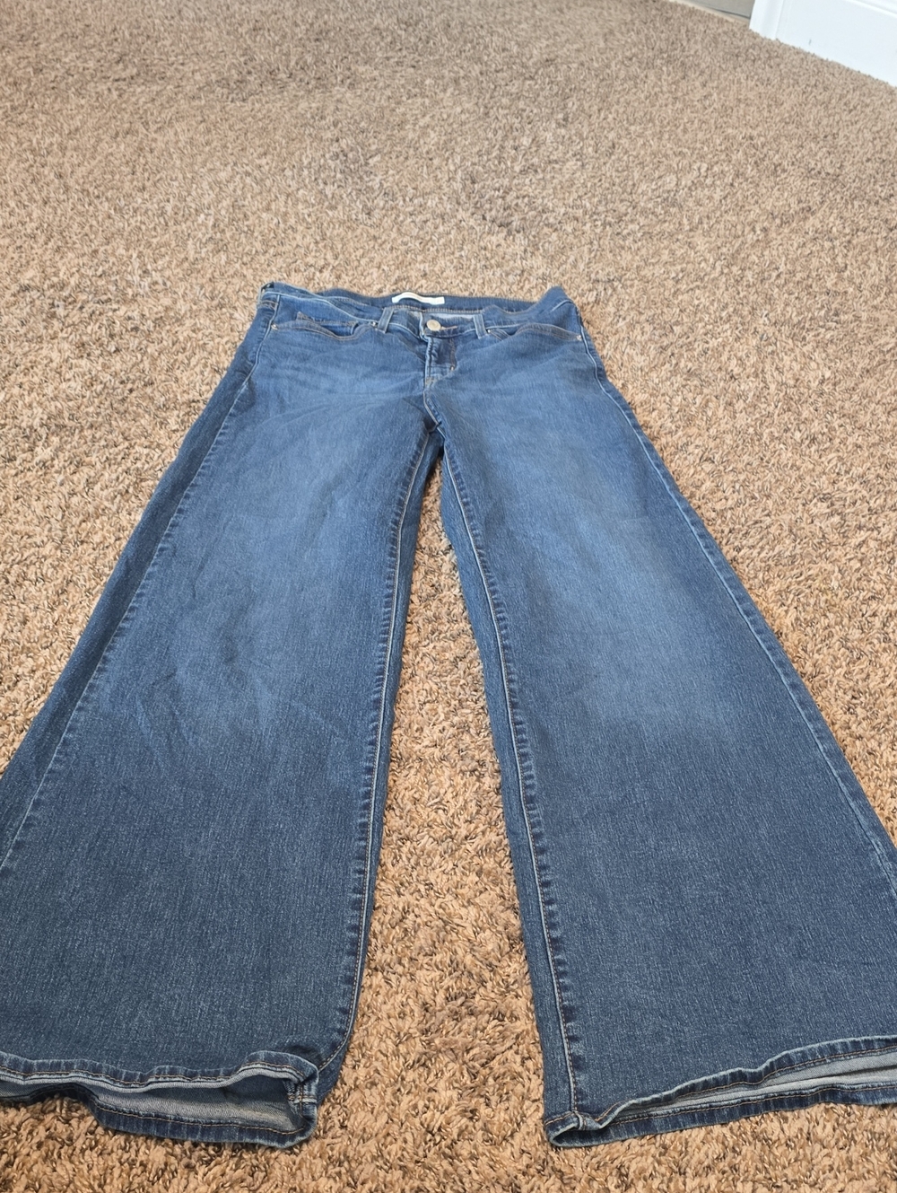 High-Rise Wide Leg Jeans in Blue Denim